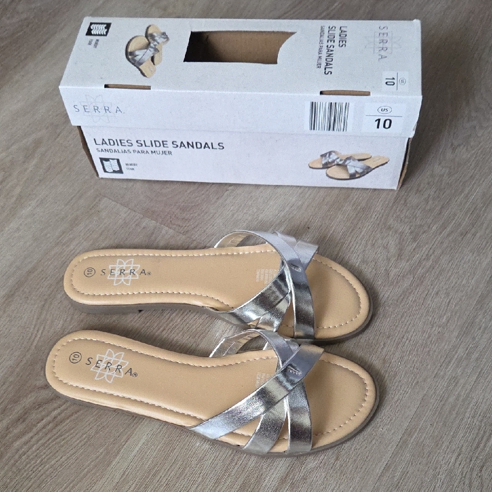Serra Silver Ladies Slide Sandals